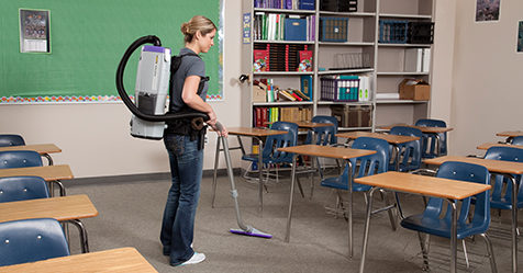 Cordless Backpack Vacuum Helps School Custodial Program Absorb Budget Cuts