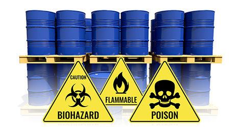 poison, flammable, biohazard