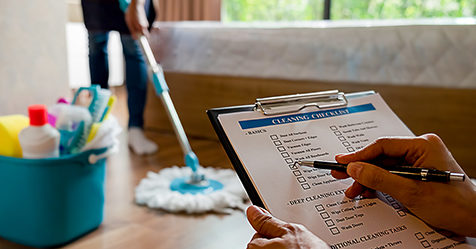 cleaning checklist, cleaning supplies
