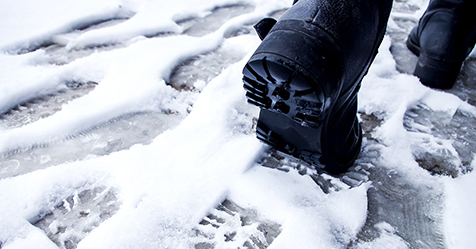 Boot footprints in snow
