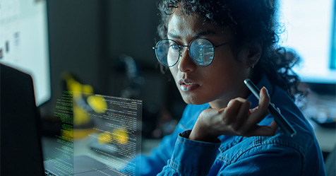Looking at a computer